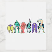 Farbenfrohe Hunde-Hintern Weinetikett (Einzelnes Label)