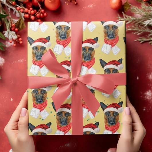 Farbenfrohe Hunde Holiday German Shepherd Weihnach Geschenkpapier