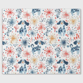 Farbenfrohe Hunde Muster Geschenkpapier (Flach)