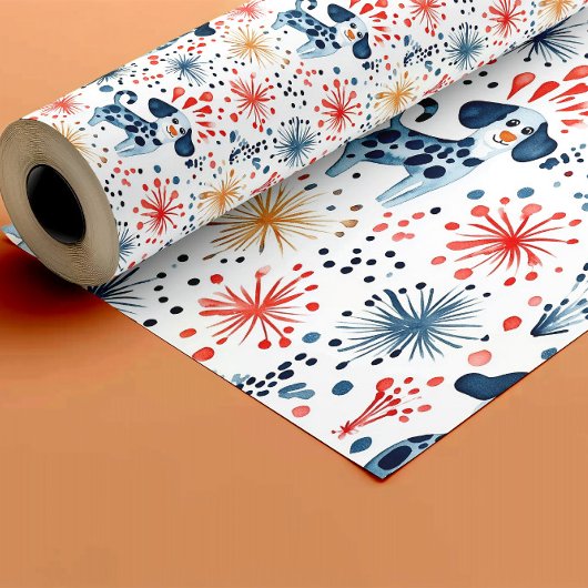 Farbenfrohe Hunde Muster Geschenkpapier