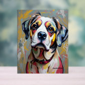 Farbenfrohe Hunde Portrait - Lebhafte Abstrakte Ha Acrylschild (Neutral)