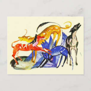 Farbenfrohe Hunde Postkarte