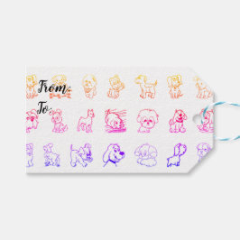 Farbenfrohe Hunde und Welpen Muster Geschenkanhänger