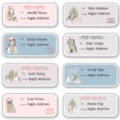 Farbenfrohe Hunde Weihnachtsgeschenk Etikett (Vorderseite)