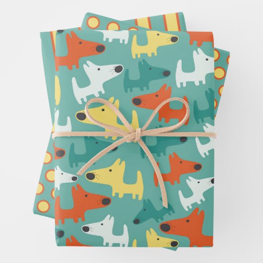 Farbenfrohe Hunde Wrapping Paper Set Geschenkpapier Set (Beispiel)