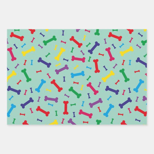 Farbenfrohe Hundeknochen - Design Geschenkpapier Set (Vorderseite 2)