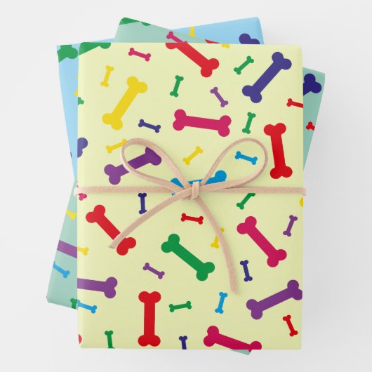 Farbenfrohe Hundeknochen - Design Geschenkpapier Set (Beispiel)