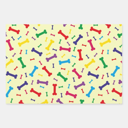Farbenfrohe Hundeknochen - Design Geschenkpapier Set (Vorderseite)