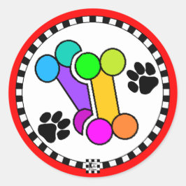 Farbenfrohe Hundeknochen und -paare Runder Aufkleber