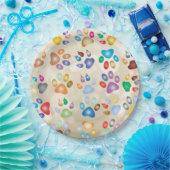 Farbenfrohe Hundekuppeldrucke, Bokeh Pappteller (Party)