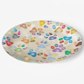 Farbenfrohe Hundekuppeldrucke, Bokeh Pappteller (Schrägansicht)