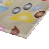 Farbenfrohe Hundekuppeldrucke, Bokeh Schneidebrett (Ecke)