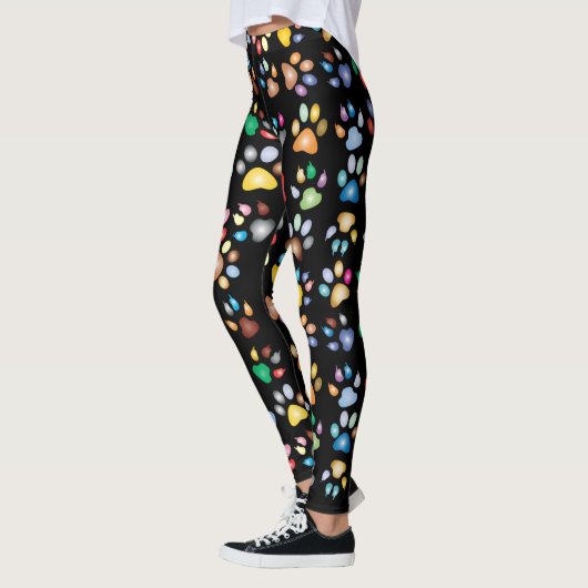Farbenfrohe Hundekuppeldrucke, schwarz Leggings (Links)