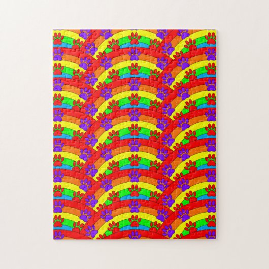 Farbenfrohe Hundepapierdrucke auf dem Hintergrund Puzzle (Vertikal)