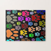 Farbenfrohe Hundepapierdrucke auf schwarz Puzzle (Horizontal)