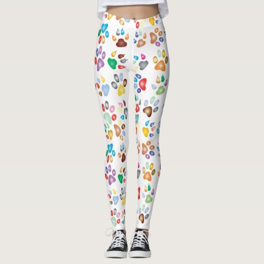 Farbenfrohe Hundepapierdrucke Leggings (Vorderseite)