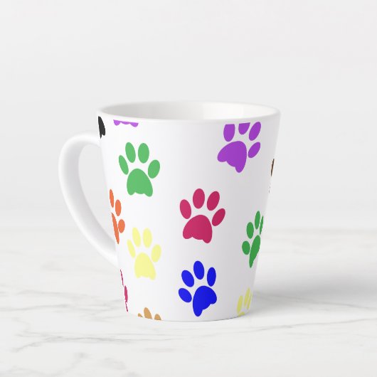 Farbenfrohe Hundepapierdrucke Milchtasse (Linke Ecke)