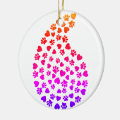 Farbenfrohe Hundepapierdrucke und Herz Paisley Mus Keramik Ornament (Links)