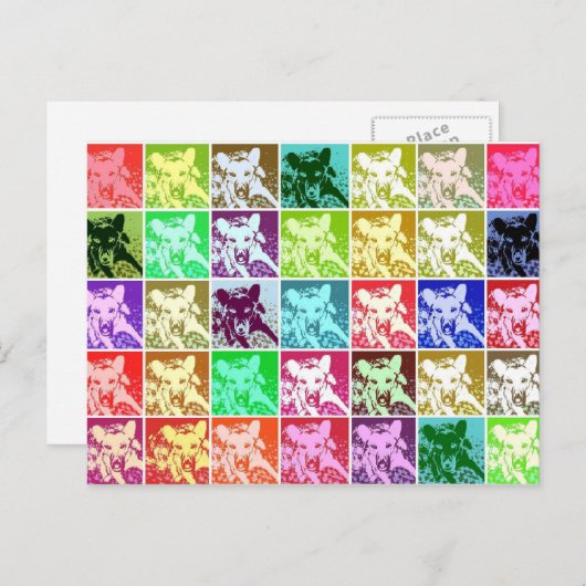 Farbenfrohe Hundeschirdin Pop Art Horizontal Postkarte (Vorne/Hinten)