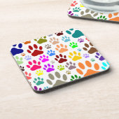 Farbenfrohe Hundeschraube druckt überall Getränkeuntersetzer (Linke Seite)