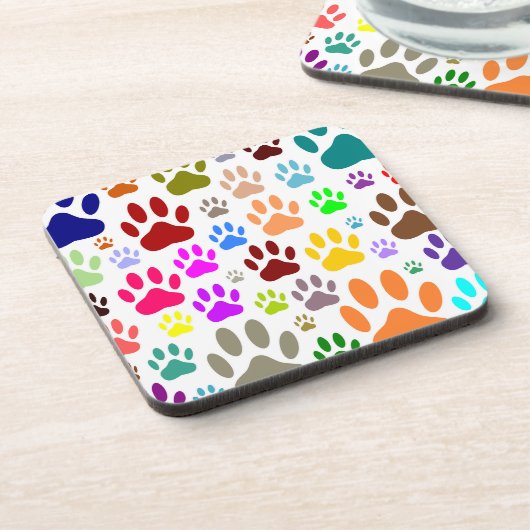 Farbenfrohe Hundeschraube druckt überall Getränkeuntersetzer (Linke Seite)