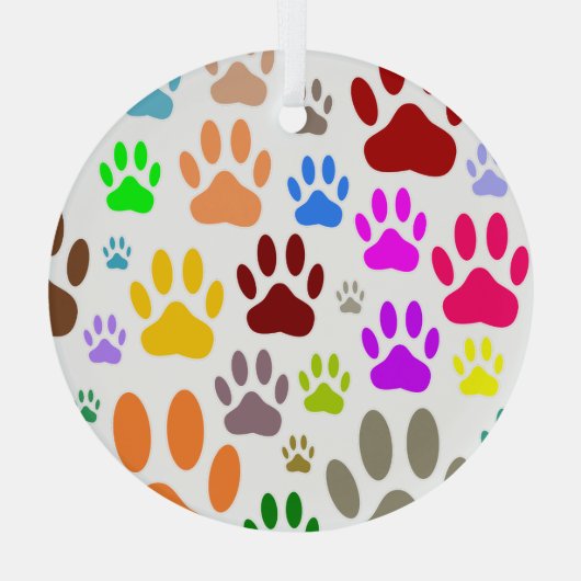 Farbenfrohe Hundeschraube druckt überall Ornament Aus Glas (Rückseite)