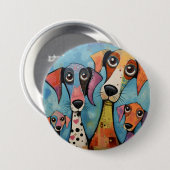 Farbenfrohe Hündin Abstrakt Art Cartoon Stil Button (Vorne & Hinten)