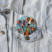 Farbenfrohe Hündin Abstrakt Art Cartoon Stil Button (Beispiel)