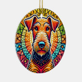 Farbenfrohe Hündin Keramik Ornament (Rechts)