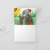 Farbenfrohe Hündin und Katze Adoptierte mir Grußka Karte (Innenseite)