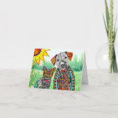 Farbenfrohe Hündin und Katze Adoptierte mir Grußka Karte (Vorderseite)