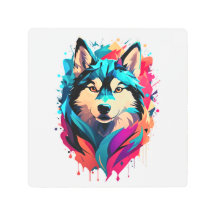 Farbenfrohe Husky Dog Head Vibranly Husky Liebhabe