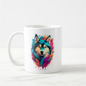 Farbenfrohe Husky Dog Head Vibranly Husky Liebhabe Kaffeetasse (Links)
