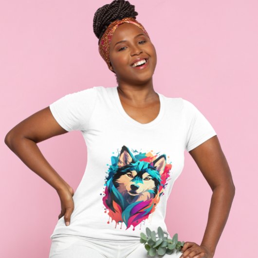 Farbenfrohe Husky Dog Head Vibranly Husky Liebhabe T-Shirt