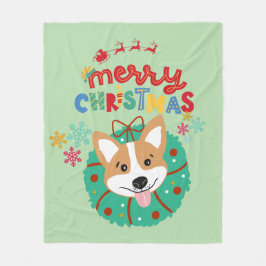 Farbenfrohe Husky-Themes frohe Weihnachten Fleecedecke