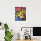 Farbenfrohe Hütte am Meer Poster (Heimbüro)