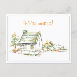 Farbenfrohe Hütte Neue Adresse Ankündigung Postkar