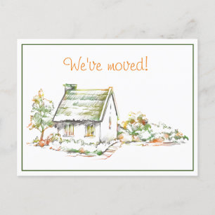 Farbenfrohe Hütte Neue Adresse Ankündigung Postkar