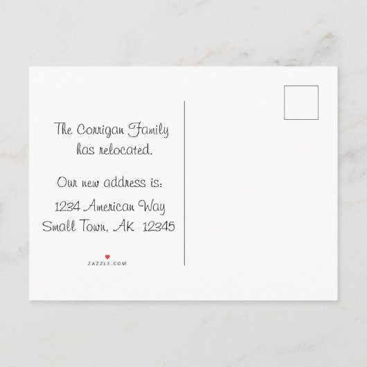 Farbenfrohe Hütte Neue Adresse Ankündigung Postkar (Rückseite)