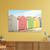 Farbenfrohe Hütten am Strand Leinwanddruck (Insitu (Wohnzimmer))