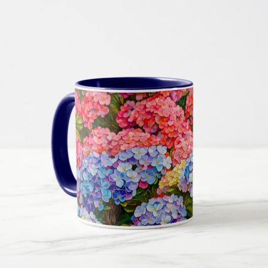 Farbenfrohe Hydrangea Blume Art Tassen Cup (Vorderseite Links)
