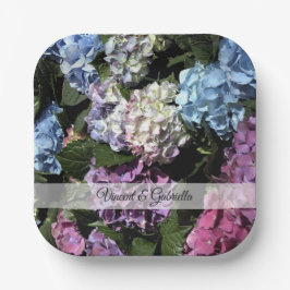 Farbenfrohe Hydrangea-Blume Hochzeit Pappteller