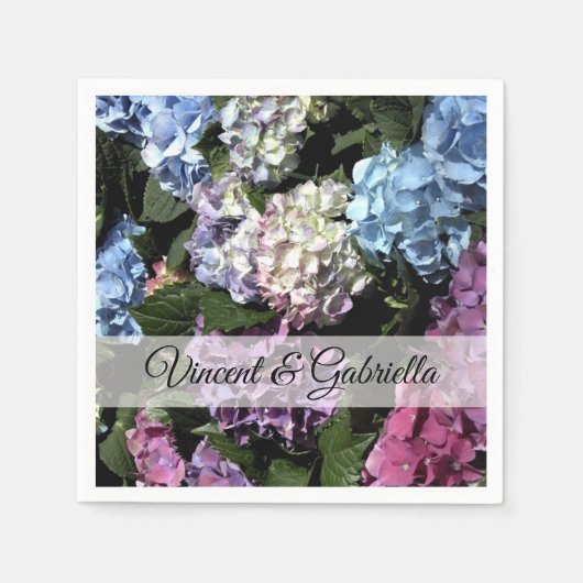 Farbenfrohe Hydrangea-Blume Hochzeit Serviette (Vorderseite)
