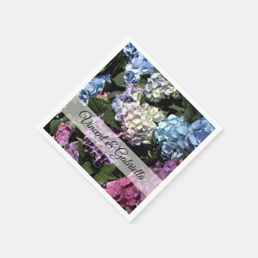 Farbenfrohe Hydrangea-Blume Hochzeit Serviette (Ecke)