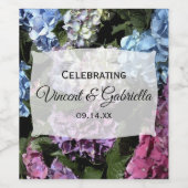 Farbenfrohe Hydrangea-Blume Hochzeit Weinetikett (Einzelnes Label)