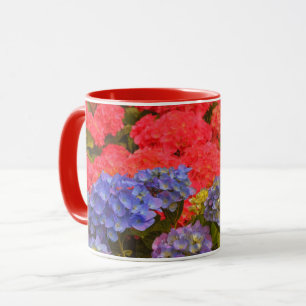 Farbenfrohe Hydrangea Blumengarten Tasse