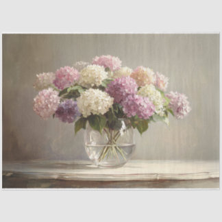 Farbenfrohe Hydrangea Bouquet Stillleben Decoupage Seidenpapier