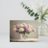 Farbenfrohe Hydrangea Bouquet Stillleben Postkarte (Stehend Vorderseite)