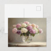 Farbenfrohe Hydrangea Bouquet Stillleben Postkarte (Vorne/Hinten)