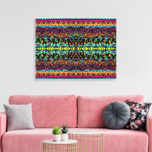 Farbenfrohe Hypnotic Voyage Geometric Art Pattern Leinwanddruck (Insitu (Wohnzimmer))